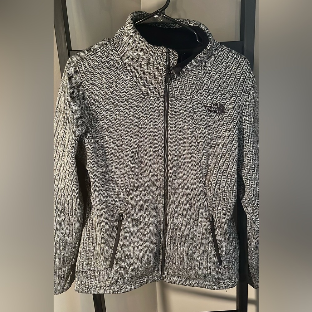 The North Face Jacket. Fleece interior. Size medium. Black and White